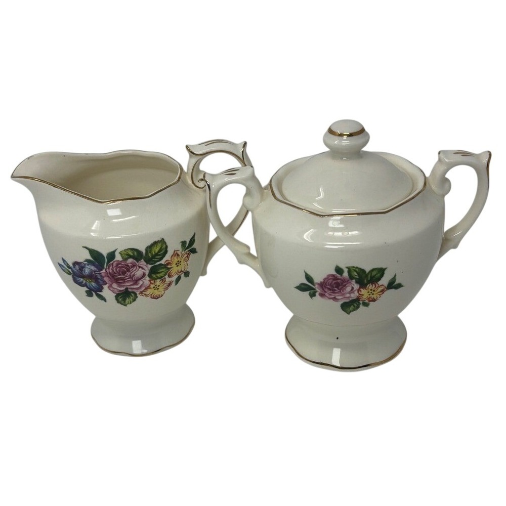 Vintage Rossetti Chicago Occupied Japan Floral Creamer and Sugar‎ Bowl Set